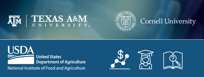 Texas A&M, Cornell University, and USDA logos
