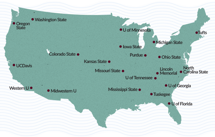 map of US locations of schools using CET resources during COVID