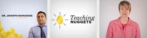 still frames from the Teaching Nuggets videos showing 2 professors speaking
