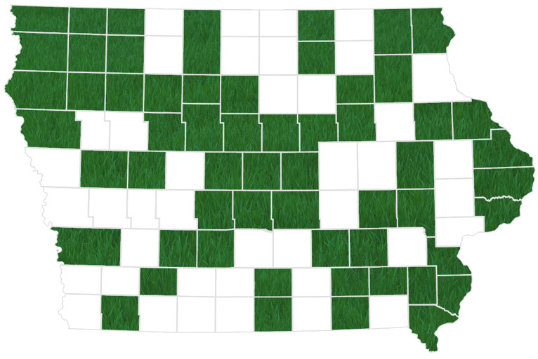 Iowa county map showing 78 participating counties