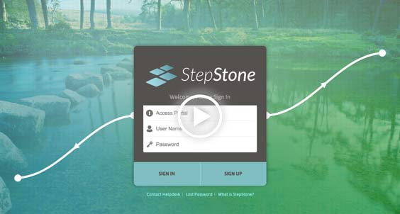Video still of the Stepstone log in screen