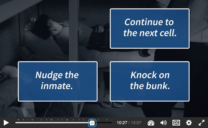 sample of interactive video showing decision buttons