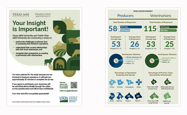 examples of the survey flyer and rseults infographic