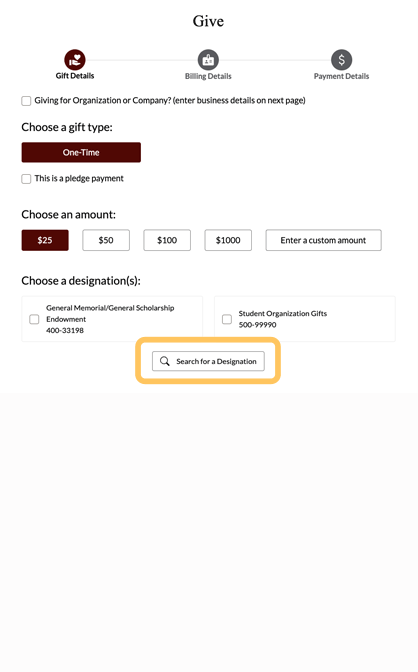 how to give step one, search field